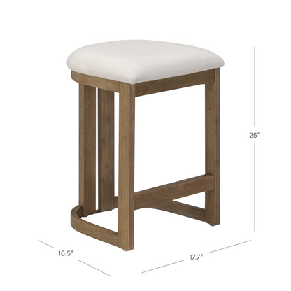 Barrel Wooden Backless Bar Stool Light Brown Set of 3