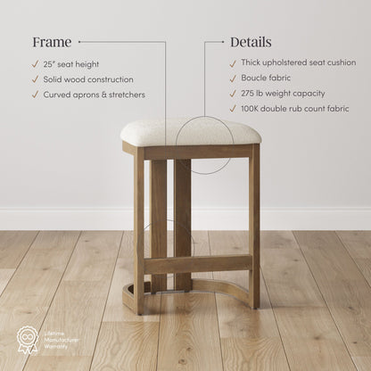 Barrel Wooden Backless Bar Stool Light Brown Set of 3