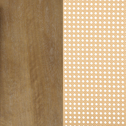 Bohemian Natural Wood & Rattan Dining Table Light Brown