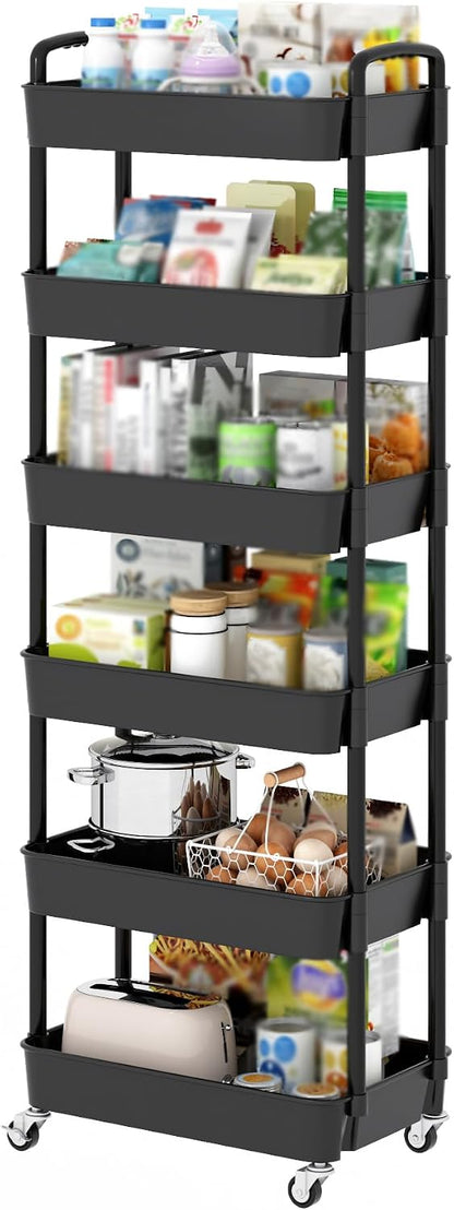 Sywhitta 3-Tier Plastic Rolling Utility Cart with Wheels for Storage,White | Multi-Functional Storage Trolley, for Office, Living Room, Kitchen, Bathroom,Movable Organizer,Space-Saving,Easy to assemble