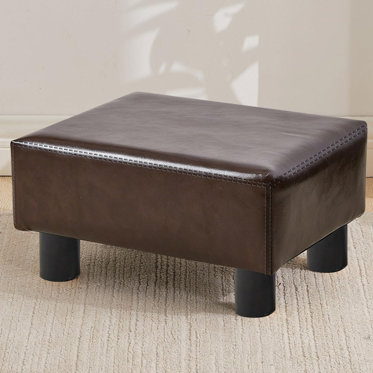 FIMIVIBI Small Foot Stool Ottoman, Sherpa Footstool Ottoman Foot Rest for Couch, Rectangle Footstools and Ottomans Small for Living Room, Entryway and Bedroom (White)