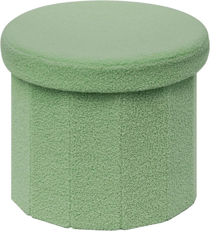 B FSOBEIIALEO Storage Ottoman Cube,12.6 Flower Shaped Ottomans,Cream White | Ottoman with Storage, Foot Rest Stool, Boucle Small Ottoman Seat, Faux Teddy Fur, for Dorm Living Room Bedroom
