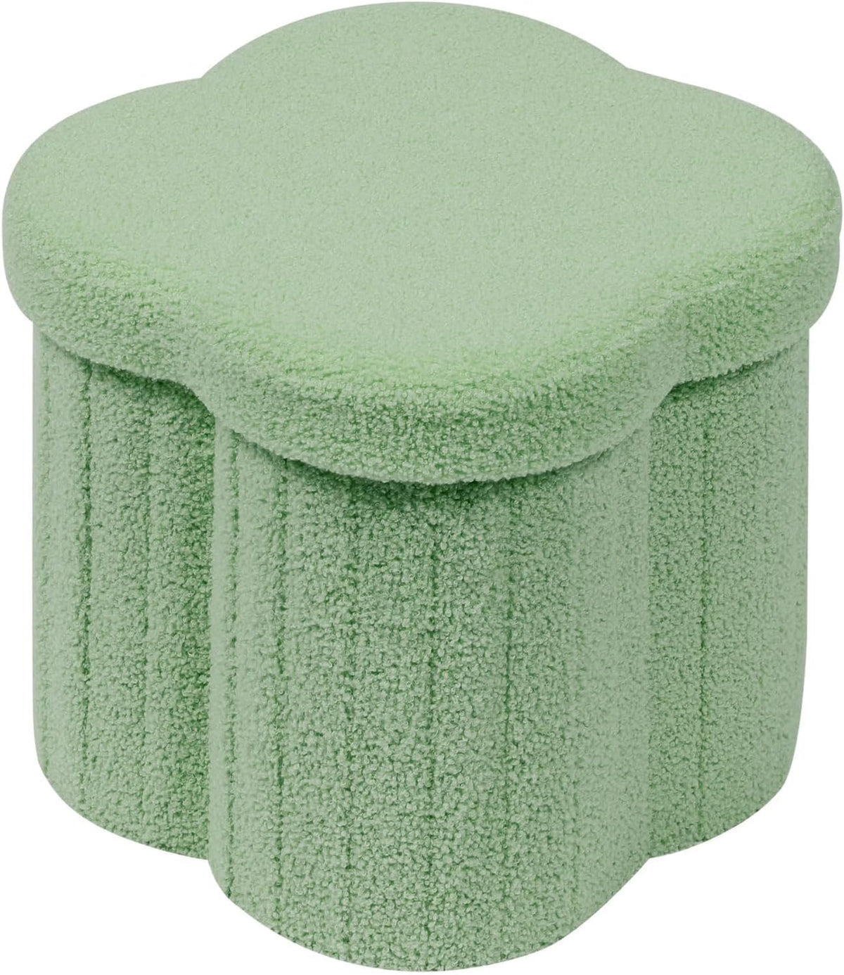 B FSOBEIIALEO Storage Ottoman Cube,12.6 Flower Shaped Ottomans,Cream White | Ottoman with Storage, Foot Rest Stool, Boucle Small Ottoman Seat, Faux Teddy Fur, for Dorm Living Room Bedroom