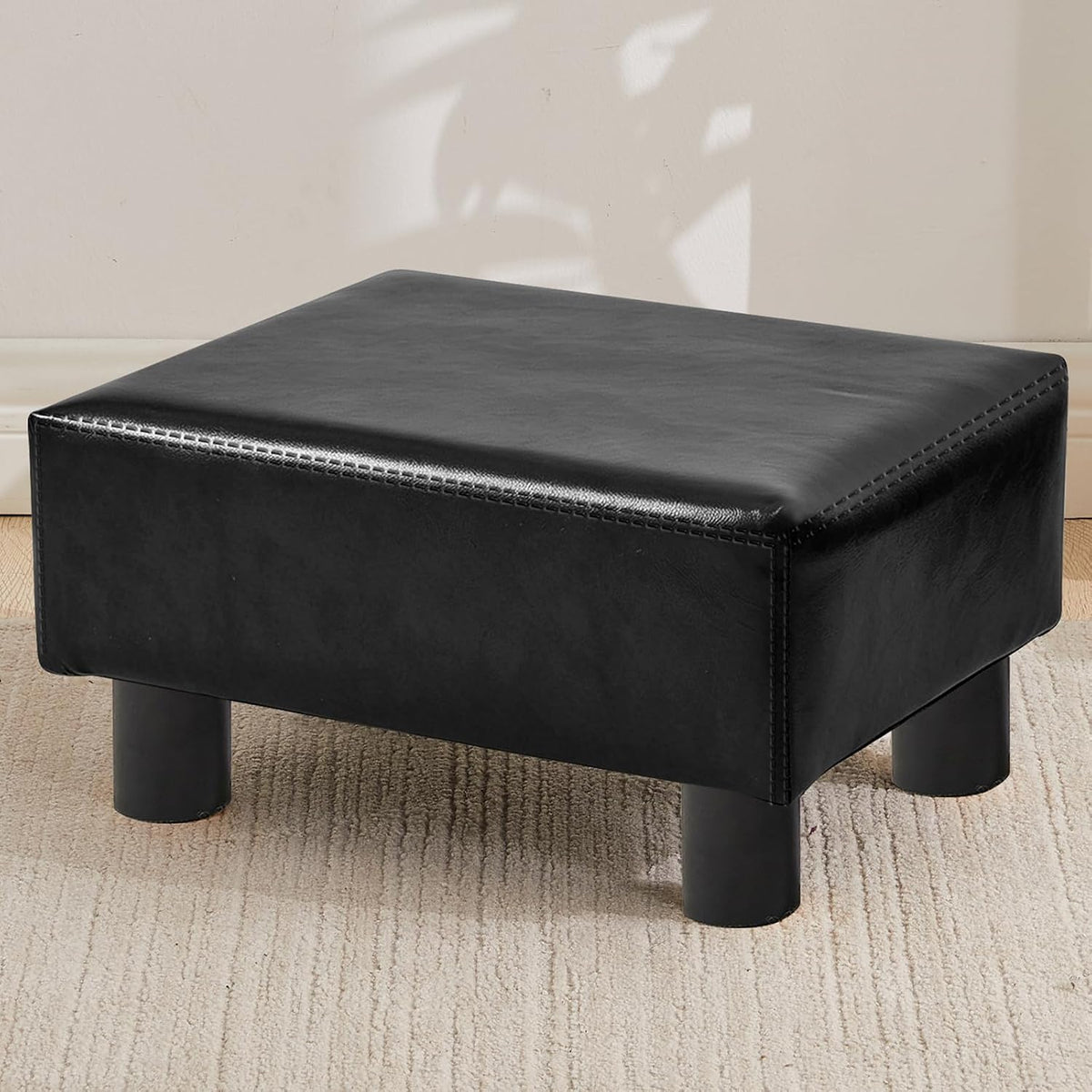 FIMIVIBI Small Foot Stool Ottoman, Sherpa Footstool Ottoman Foot Rest for Couch, Rectangle Footstools and Ottomans Small for Living Room, Entryway and Bedroom (White)