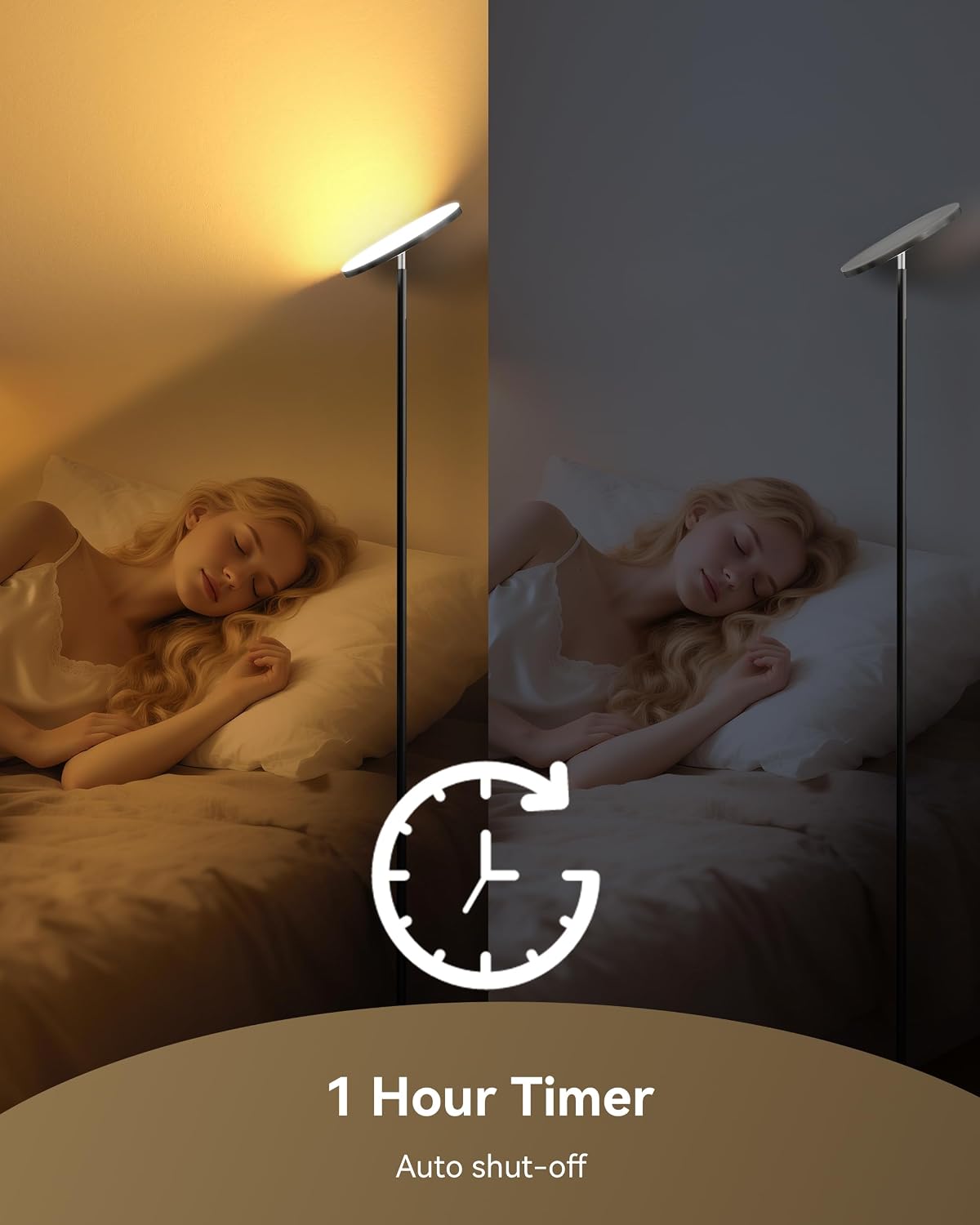 JOOFO LED Floor Lamp for Living Room, Torchiere Lamp with Compact Remote | 30W/3000LM Super Bright, 69 Tall, Stepless Dimming, 3 Color Temperatures, Timer & Memory, Standing Lamp for Bedroom & Office