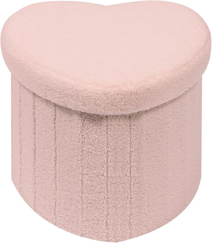 B FSOBEIIALEO Storage Ottoman Cube,12.6 Flower Shaped Ottomans,Cream White | Ottoman with Storage, Foot Rest Stool, Boucle Small Ottoman Seat, Faux Teddy Fur, for Dorm Living Room Bedroom