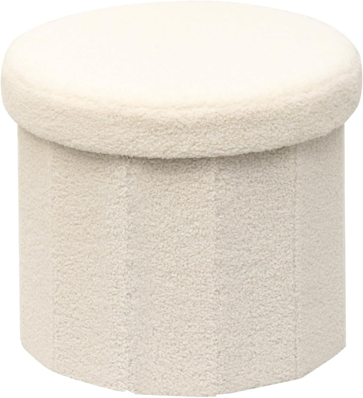 B FSOBEIIALEO Storage Ottoman Cube,12.6 Flower Shaped Ottomans,Cream White | Ottoman with Storage, Foot Rest Stool, Boucle Small Ottoman Seat, Faux Teddy Fur, for Dorm Living Room Bedroom