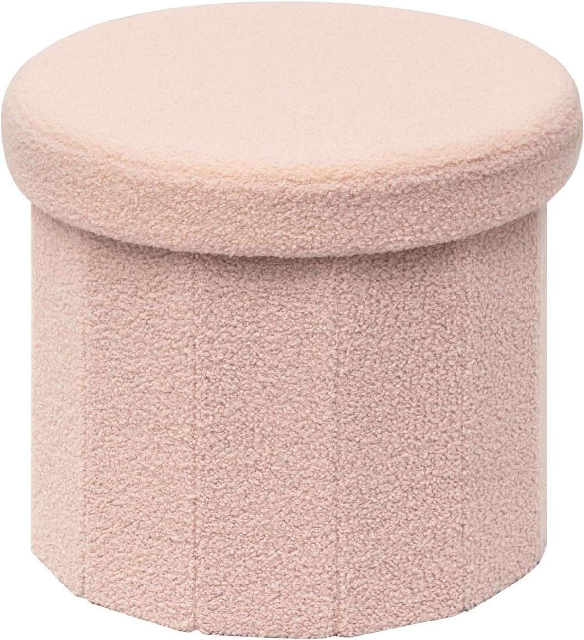 B FSOBEIIALEO Storage Ottoman Cube,12.6 Flower Shaped Ottomans,Cream White | Ottoman with Storage, Foot Rest Stool, Boucle Small Ottoman Seat, Faux Teddy Fur, for Dorm Living Room Bedroom