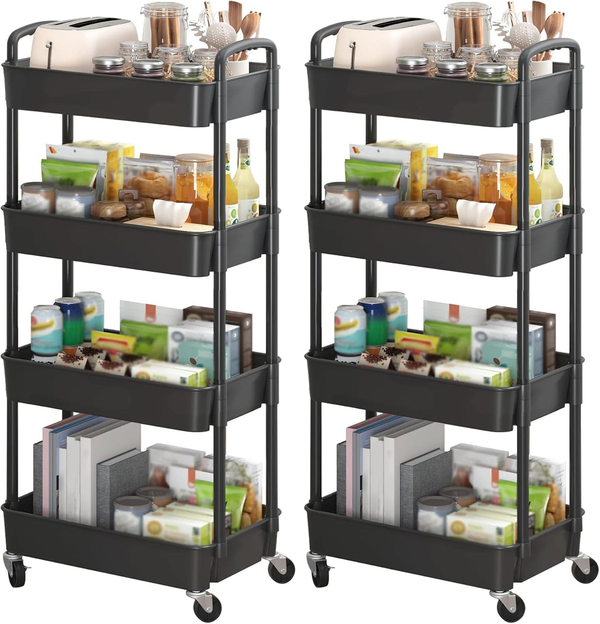 Sywhitta 3-Tier Plastic Rolling Utility Cart with Wheels for Storage,White | Multi-Functional Storage Trolley, for Office, Living Room, Kitchen, Bathroom,Movable Organizer,Space-Saving,Easy to assemble