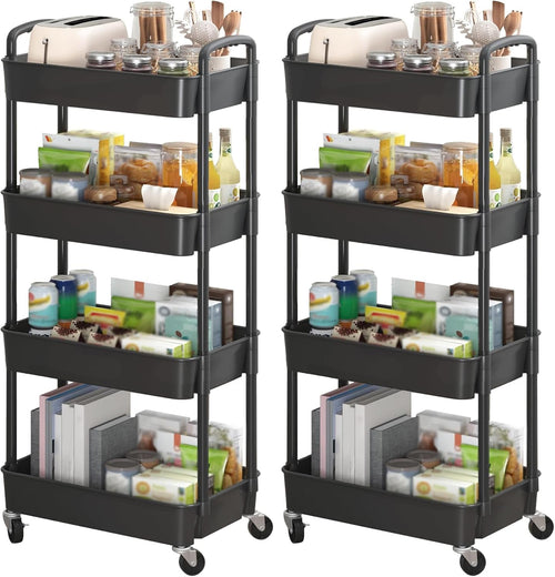 Sywhitta 3-Tier Plastic Rolling Utility Cart with Wheels for Storage,White | Multi-Functional Storage Trolley, for Office, Living Room, Kitchen, Bathroom,Movable Organizer,Space-Saving,Easy to assemble