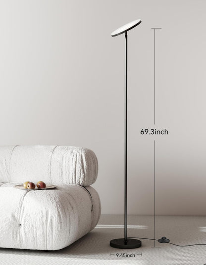 JOOFO LED Floor Lamp for Living Room, Torchiere Lamp with Compact Remote | 30W/3000LM Super Bright, 69 Tall, Stepless Dimming, 3 Color Temperatures, Timer & Memory, Standing Lamp for Bedroom & Office