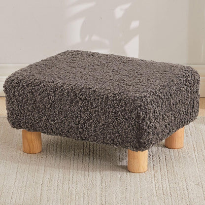FIMIVIBI Small Foot Stool Ottoman, Sherpa Footstool Ottoman Foot Rest for Couch, Rectangle Footstools and Ottomans Small for Living Room, Entryway and Bedroom (White)