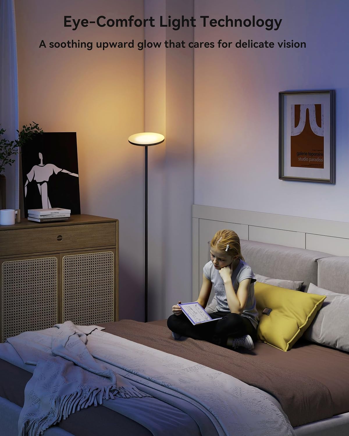 JOOFO LED Floor Lamp for Living Room, Torchiere Lamp with Compact Remote | 30W/3000LM Super Bright, 69 Tall, Stepless Dimming, 3 Color Temperatures, Timer & Memory, Standing Lamp for Bedroom & Office