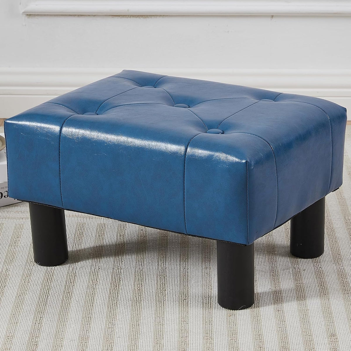 FIMIVIBI Small Foot Stool Ottoman, Sherpa Footstool Ottoman Foot Rest for Couch, Rectangle Footstools and Ottomans Small for Living Room, Entryway and Bedroom (White)