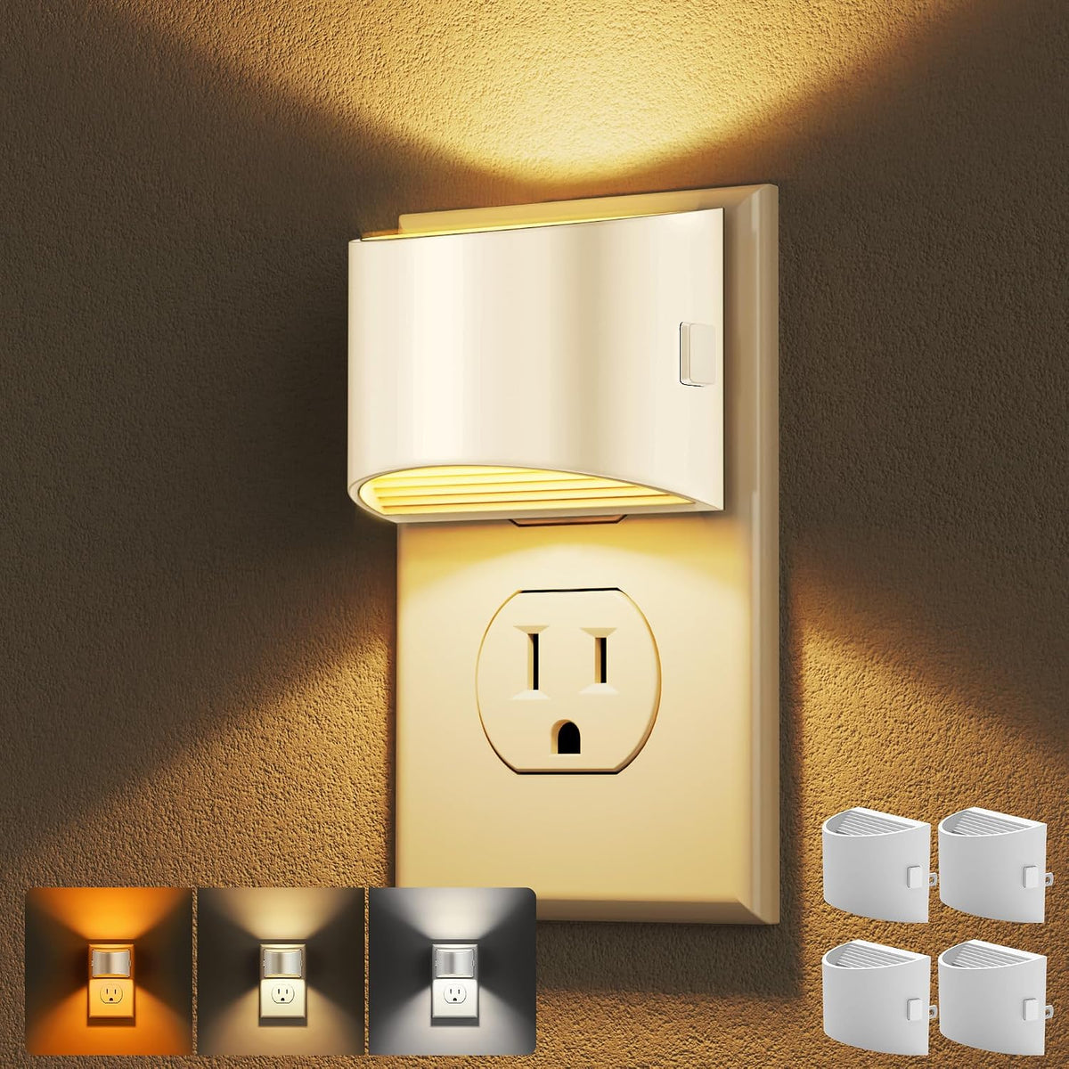 DORESshop Night Light, Night Lights Plug into Wall, Adjustable, 3000K | 3 Level Brightness Adjustable Night Light, Dusk to Dawn Sensor, Nightlights for Adults, Bedroom, Bathroom, Hallway, 2 packs