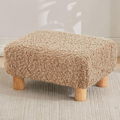 FIMIVIBI Small Foot Stool Ottoman, Sherpa Footstool Ottoman Foot Rest for Couch, Rectangle Footstools and Ottomans Small for Living Room, Entryway and Bedroom (White)