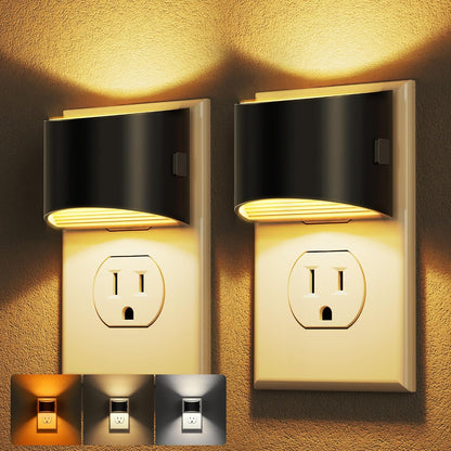 DORESshop Night Light, Night Lights Plug into Wall, Adjustable, 3000K | 3 Level Brightness Adjustable Night Light, Dusk to Dawn Sensor, Nightlights for Adults, Bedroom, Bathroom, Hallway, 2 packs