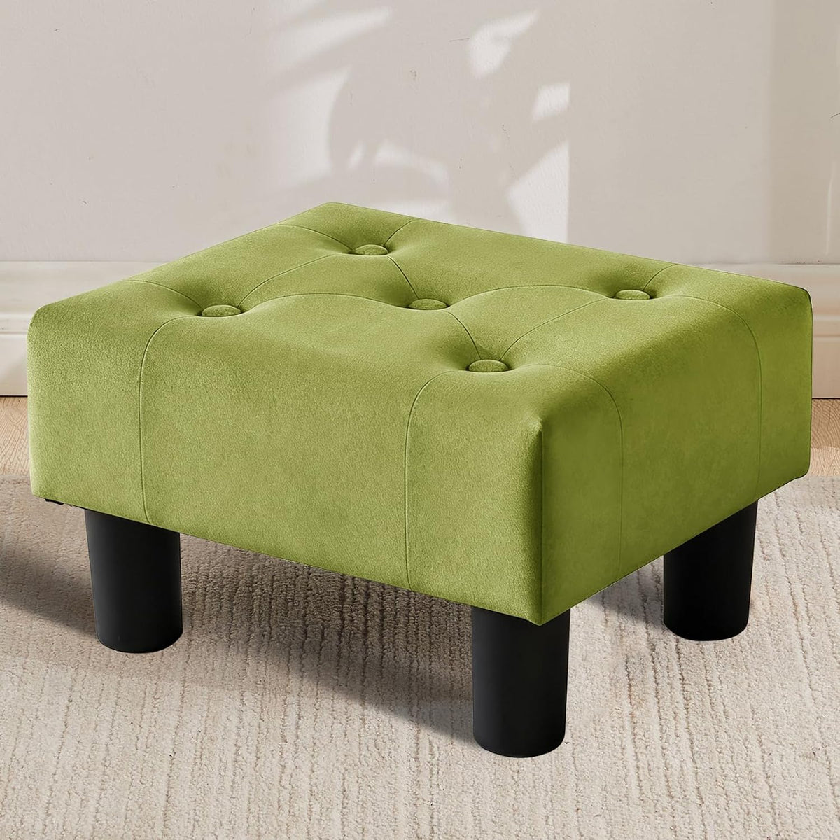 FIMIVIBI Small Foot Stool Ottoman, Sherpa Footstool Ottoman Foot Rest for Couch, Rectangle Footstools and Ottomans Small for Living Room, Entryway and Bedroom (White)