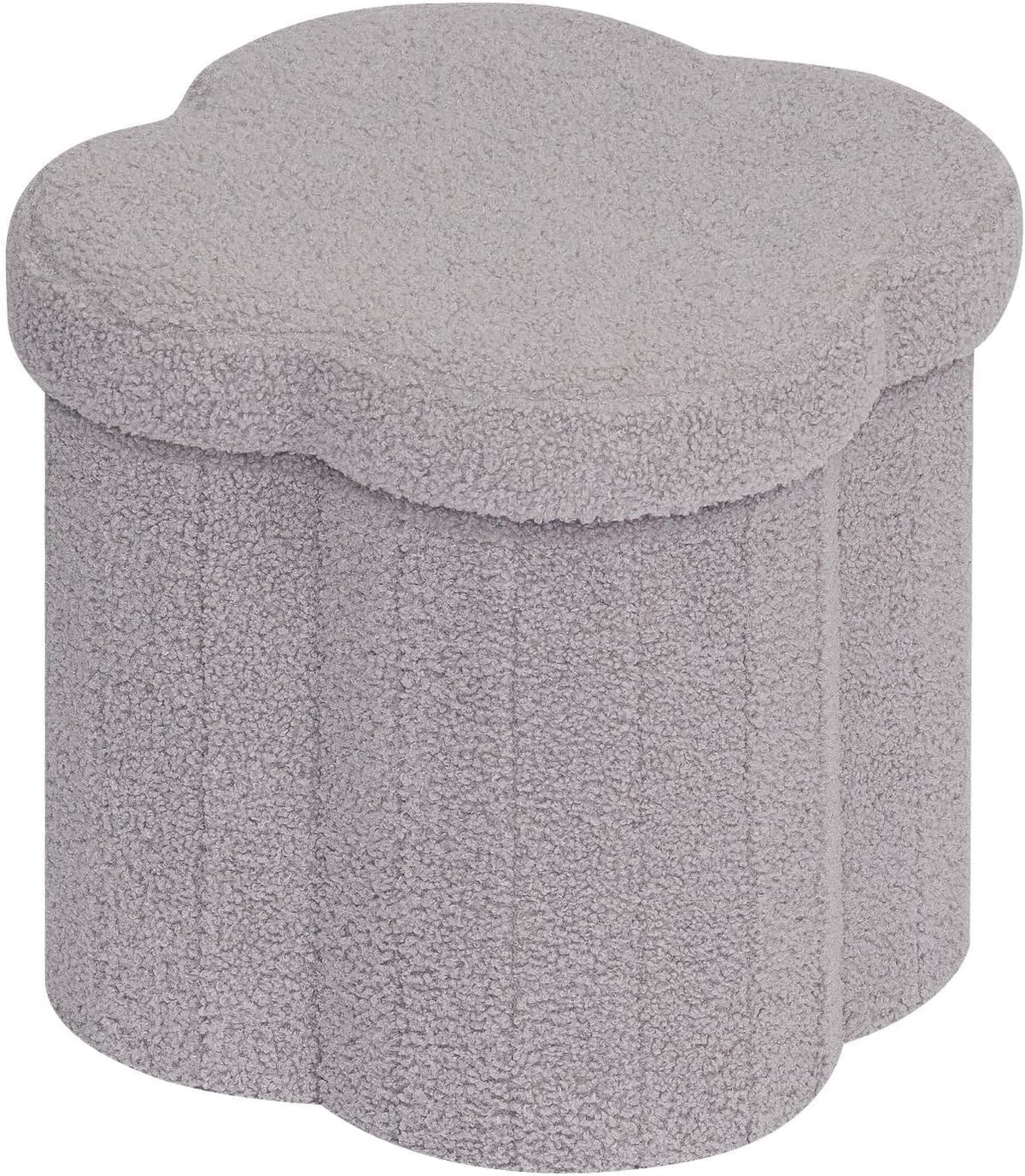 B FSOBEIIALEO Storage Ottoman Cube,12.6 Flower Shaped Ottomans,Cream White | Ottoman with Storage, Foot Rest Stool, Boucle Small Ottoman Seat, Faux Teddy Fur, for Dorm Living Room Bedroom