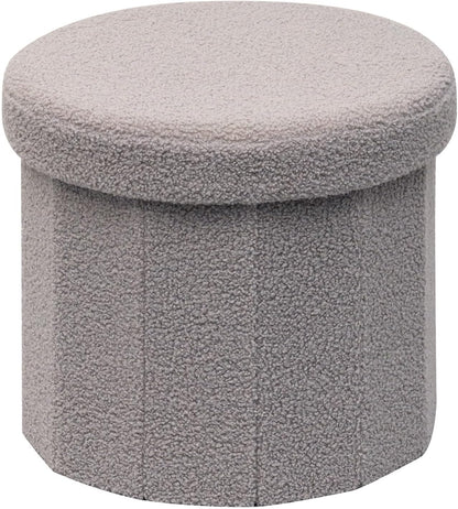 B FSOBEIIALEO Storage Ottoman Cube,12.6 Flower Shaped Ottomans,Cream White | Ottoman with Storage, Foot Rest Stool, Boucle Small Ottoman Seat, Faux Teddy Fur, for Dorm Living Room Bedroom