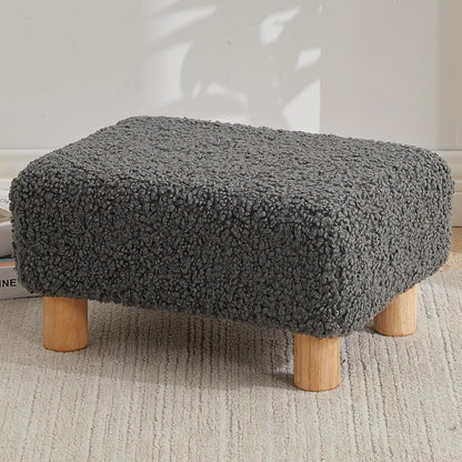 FIMIVIBI Small Foot Stool Ottoman, Sherpa Footstool Ottoman Foot Rest for Couch, Rectangle Footstools and Ottomans Small for Living Room, Entryway and Bedroom (White)